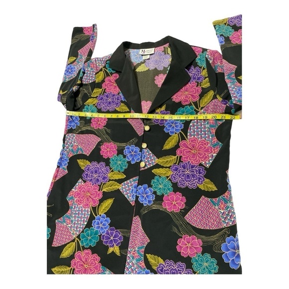 VINTAGE MAGGIE SWEET long Blazer Top floral  womens size Petite Large - Picture 13 of 15